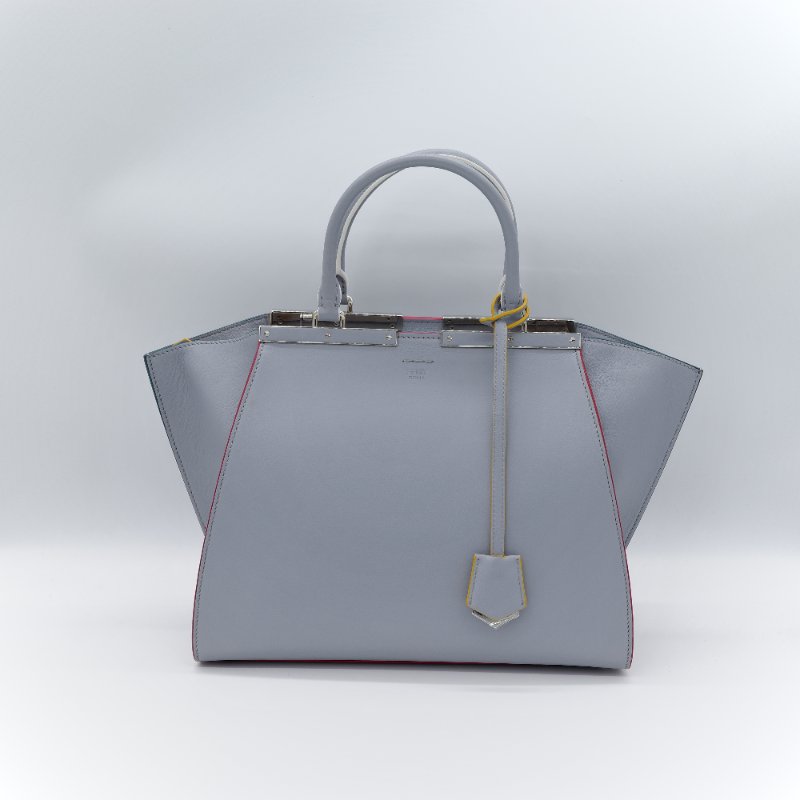 Fendi 芬迪 3 Jours 2Way 灰色 牛皮 彩色 銀扣 手挽 肩背 兩用袋-2