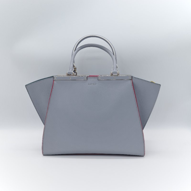 Fendi 芬迪 3 Jours 2Way 灰色 牛皮 彩色 銀扣 手挽 肩背 兩用袋-4