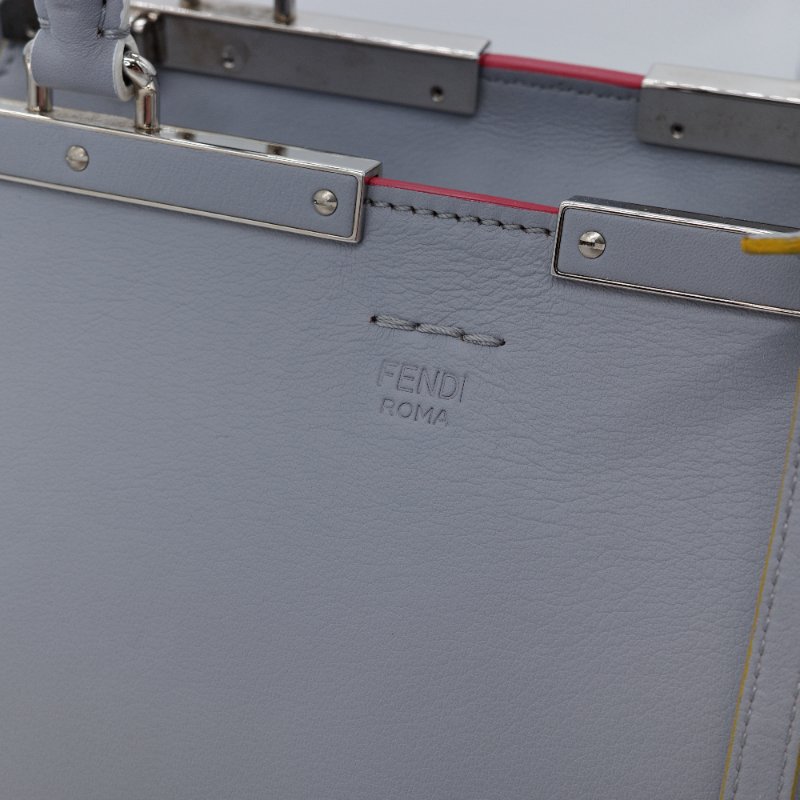 Fendi 芬迪 3 Jours 2Way 灰色 牛皮 彩色 銀扣 手挽 肩背 兩用袋-7