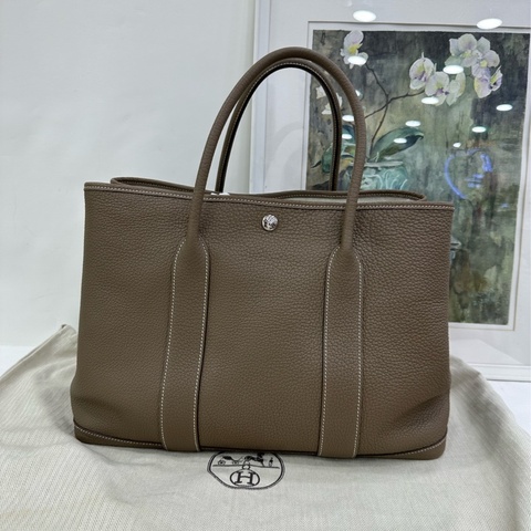 Hermes 愛馬仕 大象灰 銀扣 garden party 花園36 Y刻