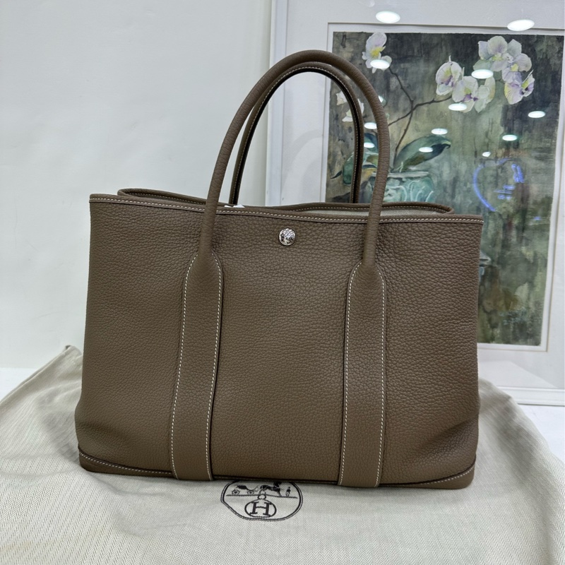 Hermes 愛馬仕 大象灰 銀扣 garden party 花園36 Y刻-0