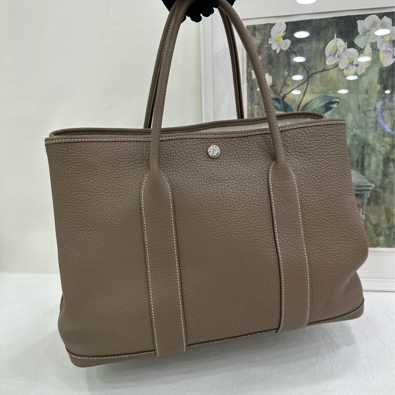 Hermes 愛馬仕 大象灰 銀扣 garden party 花園36 Y刻-7
