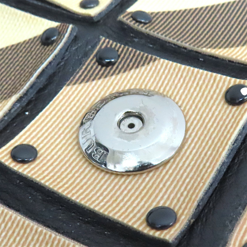 黑色 皮革 帆布 Nova格紋月牙包 肩背包【BURBERRY 巴寶莉】-14