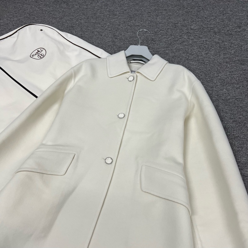 99新 Hermes 愛馬仕 25新款 羊絨外套 三粒扣翻領外套 40碼-1