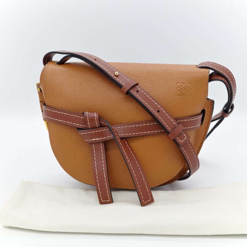 Loewe 羅威 Gate 牛皮 駝色 焦糖色 咖啡棕色 肩背包 斜背包-0