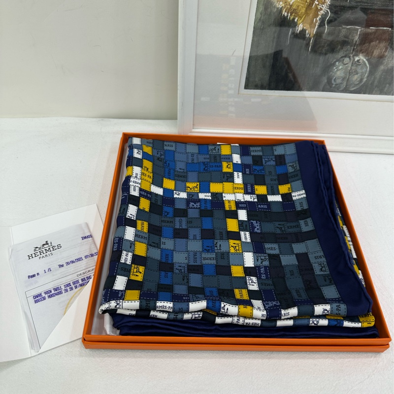 愛馬仕Hermes絲巾90*90cm，緞帶絲語bolduc，絕版愛馬仕絲巾-1