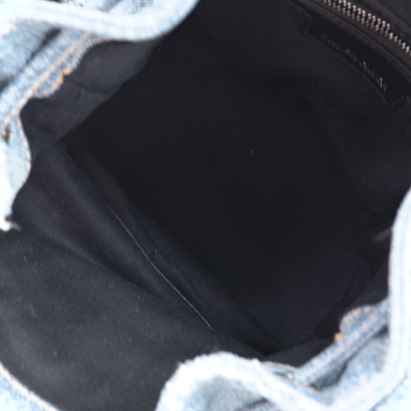 Balenciaga 巴黎世家 Le Cagole XS 藍色 水洗牛仔布 水晶鑲飾 肩背包 水桶包-11