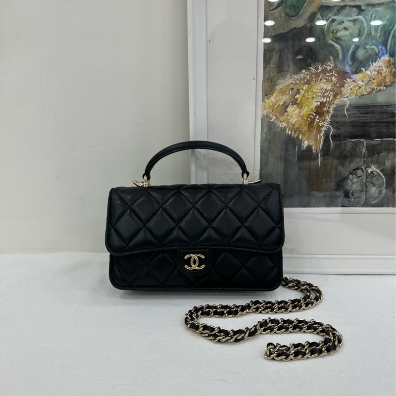 Chanel香奈兒 23P黑金 CF mini woc 有購證-1