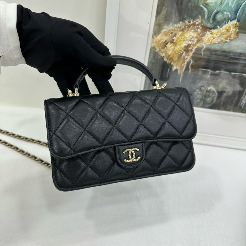 Chanel香奈兒 23P黑金 CF mini woc 有購證-6