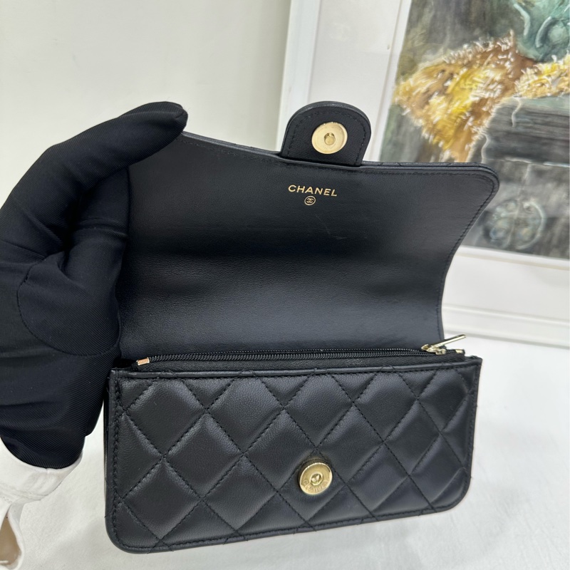 Chanel香奈兒 23P黑金 CF mini woc 有購證-7