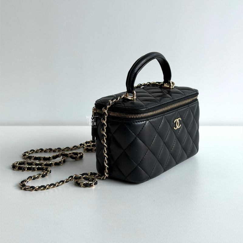 99新🆕 Chanel 香奈兒 手柄長盒子黑色金釦-1