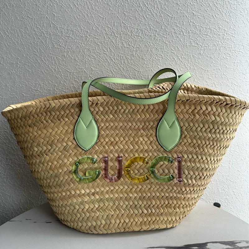 Gucci 綠色大編織包 好適合出去玩喔-0