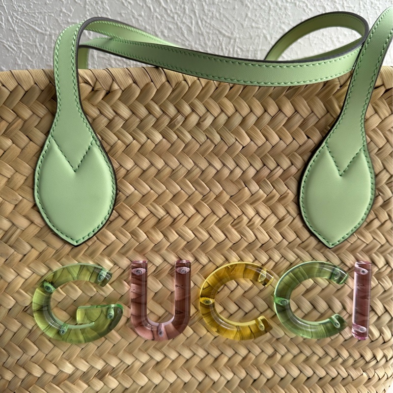 Gucci 綠色大編織包 好適合出去玩喔-1