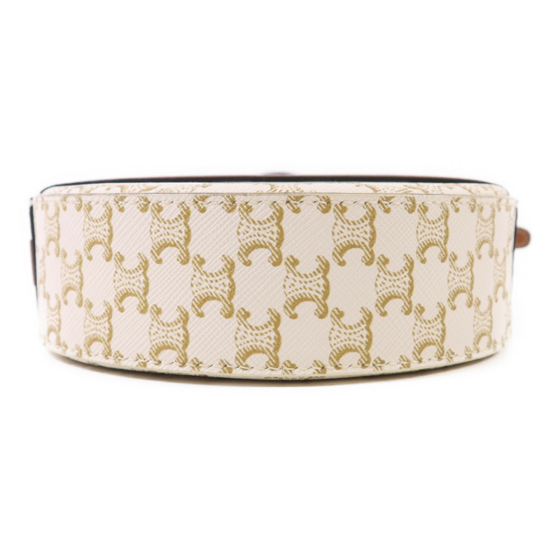 CELINE 塗層帆布Triomphe Round Shoulder Bag金扣肩背袋-3