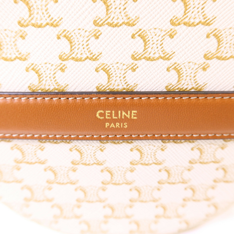 CELINE 塗層帆布Triomphe Round Shoulder Bag金扣肩背袋-6