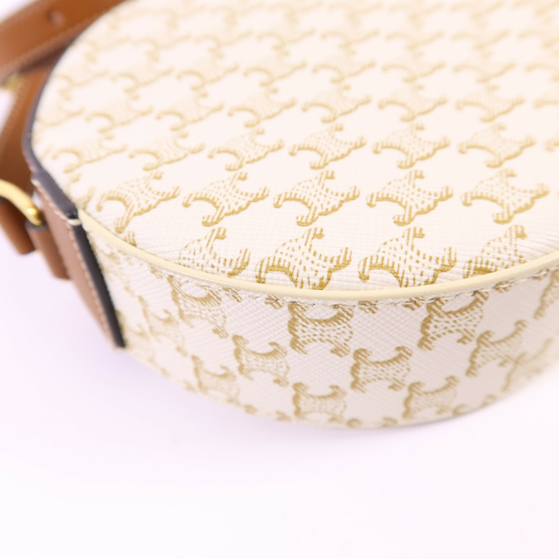CELINE 塗層帆布Triomphe Round Shoulder Bag金扣肩背袋-13
