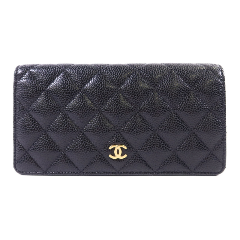CHANEL 牛皮皮革Bifold Long Wallet金扣長錢包-0