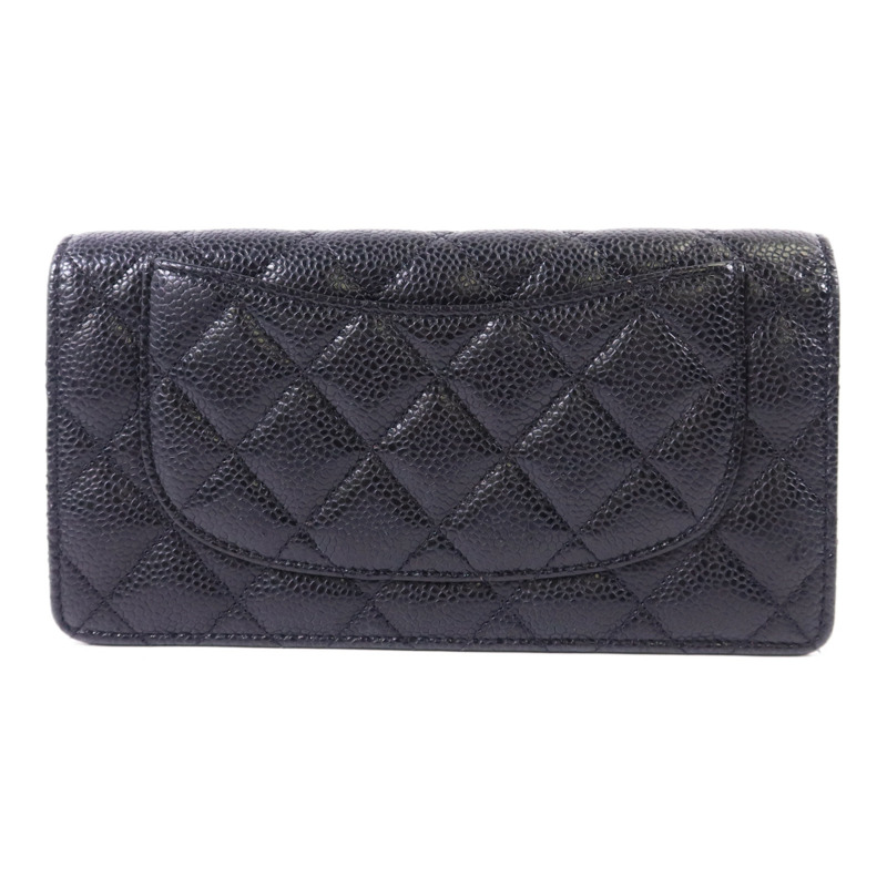 CHANEL 牛皮皮革Bifold Long Wallet金扣長錢包-1