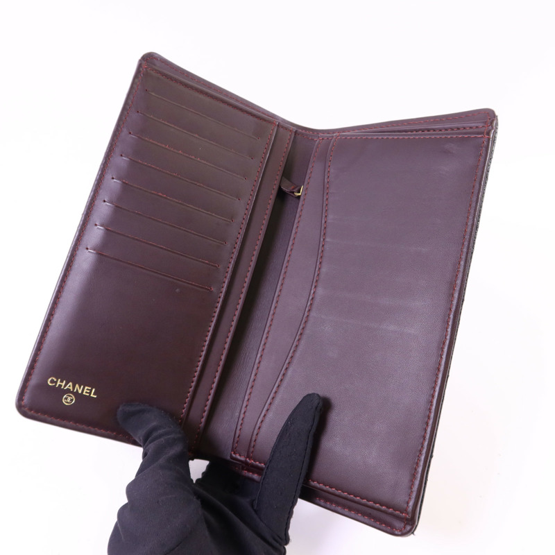 CHANEL 牛皮皮革Bifold Long Wallet金扣長錢包-4