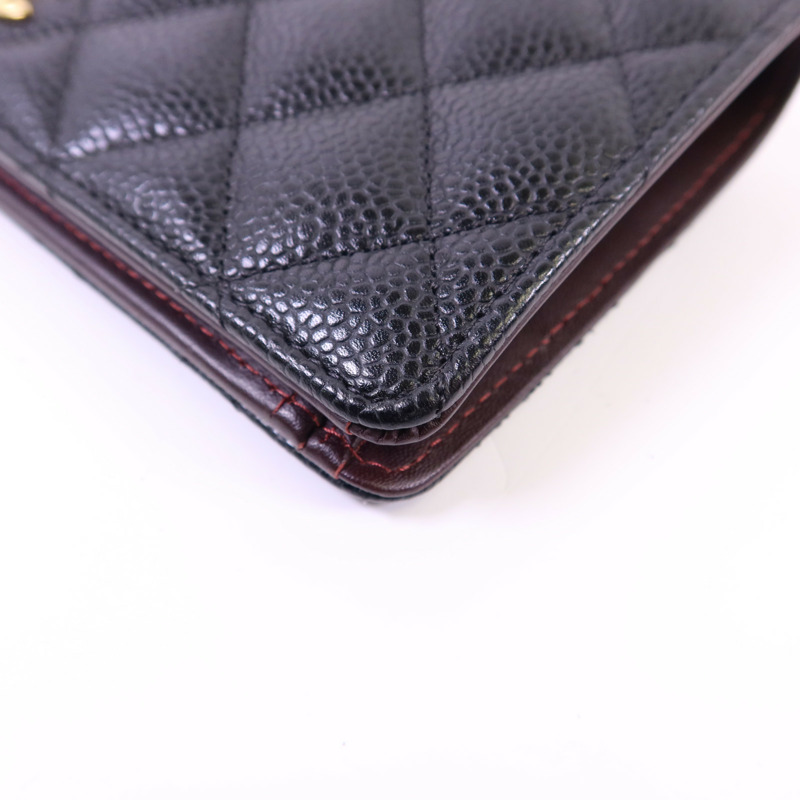 CHANEL 牛皮皮革Bifold Long Wallet金扣長錢包-10