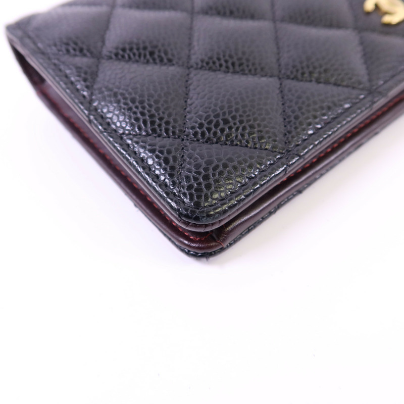 CHANEL 牛皮皮革Bifold Long Wallet金扣長錢包-11