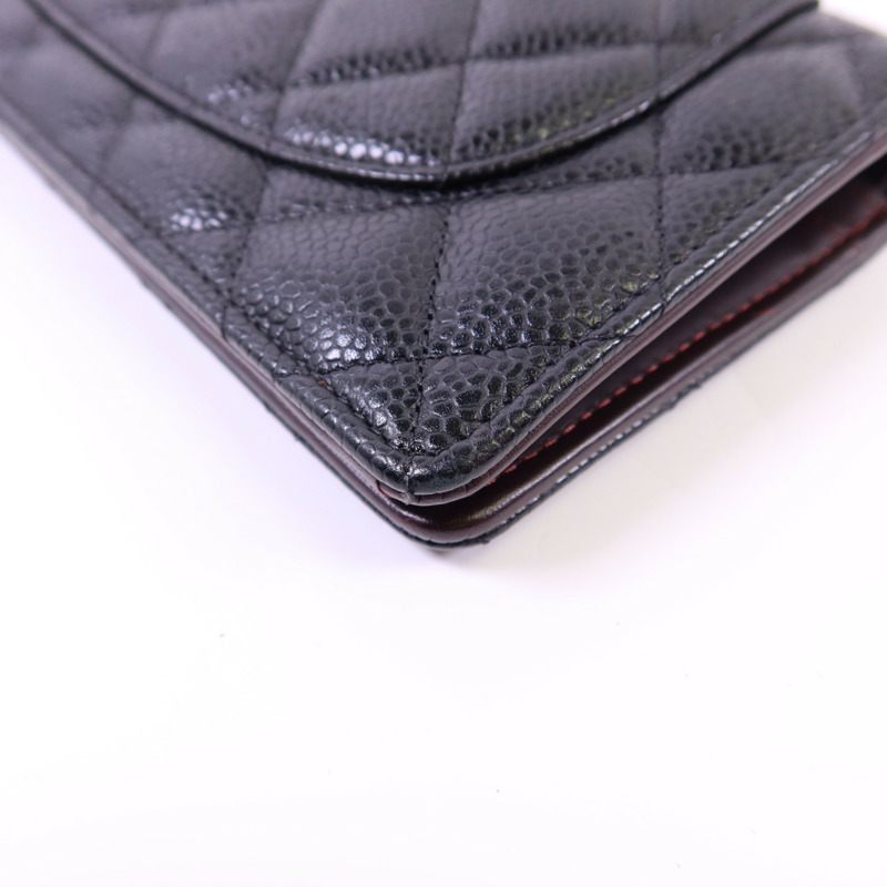 CHANEL 牛皮皮革Bifold Long Wallet金扣長錢包-12