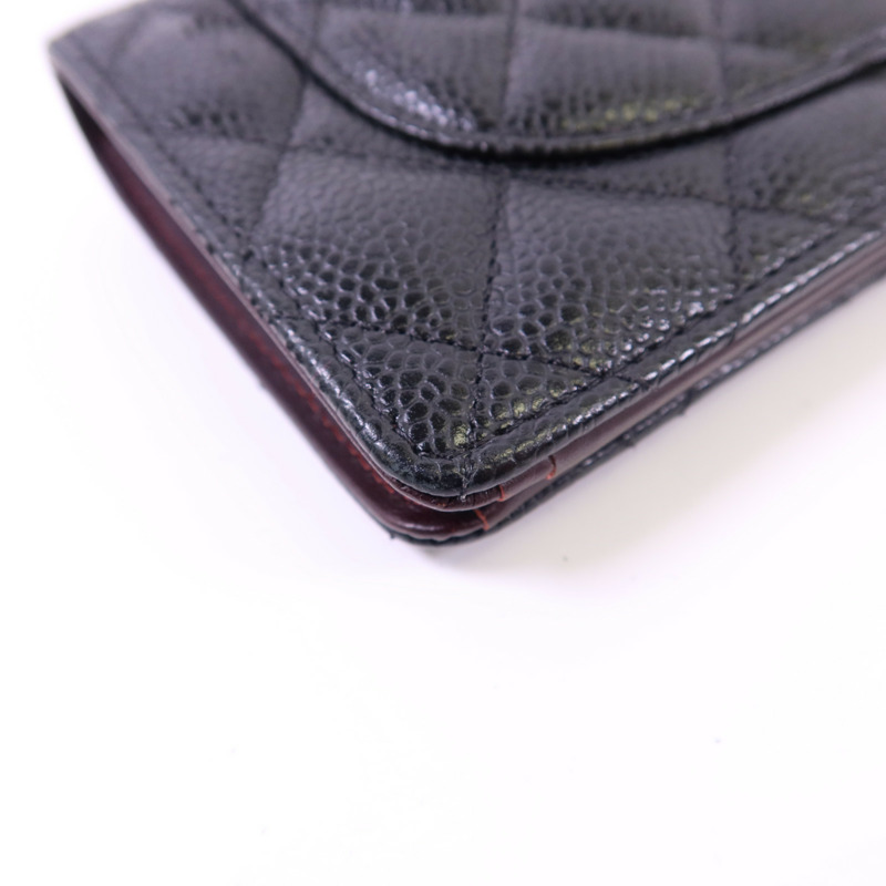 CHANEL 牛皮皮革Bifold Long Wallet金扣長錢包-13
