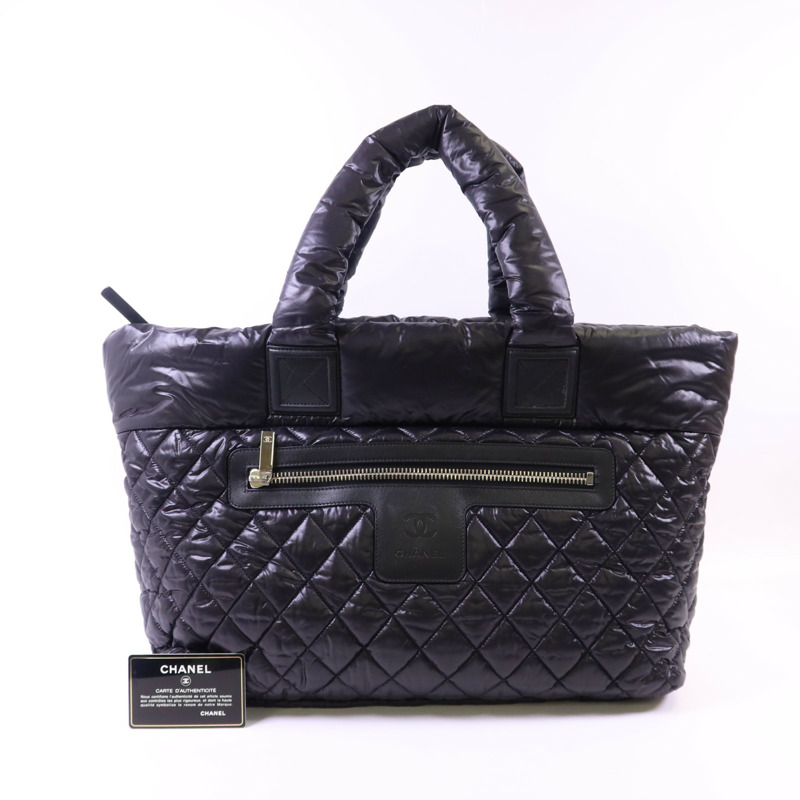 CHANEL 尼龍Coco Cocoon Medium銀扣手挽袋-15