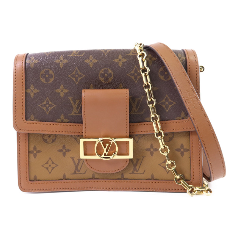 LOUIS VUITTON Monogram Reverse Dauphine MM金扣肩背袋-0