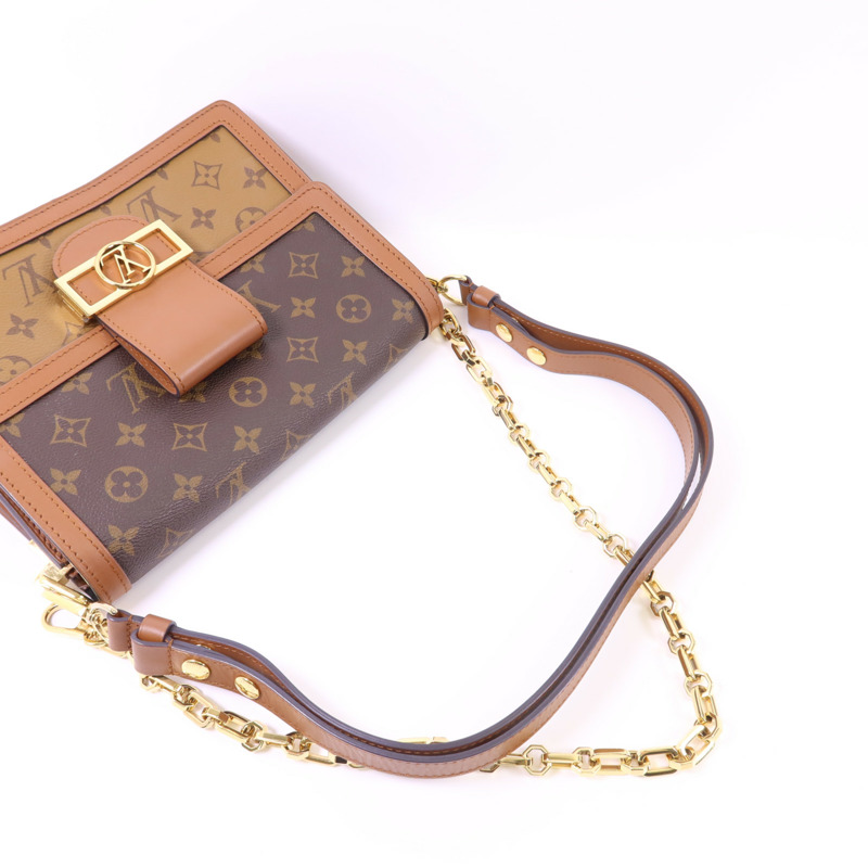 LOUIS VUITTON Monogram Reverse Dauphine MM金扣肩背袋-4