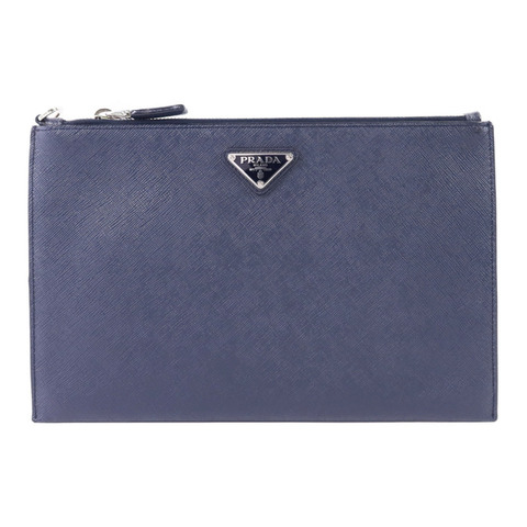PRADA Saffiano皮革Pouch銀扣小袋