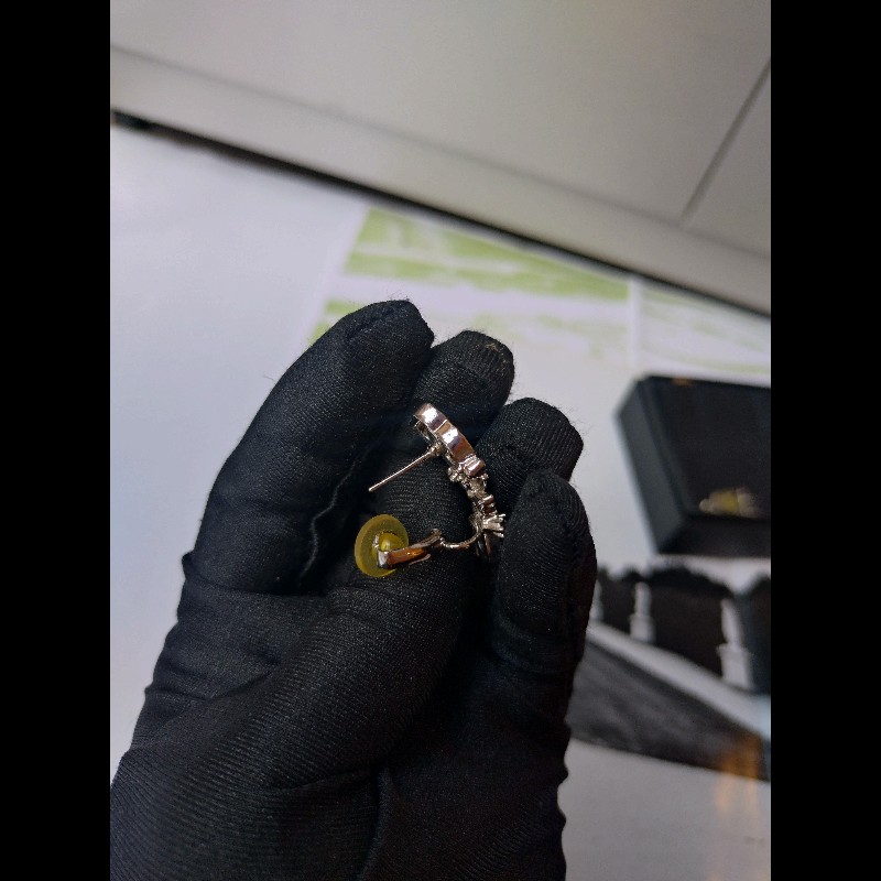 Chanel 水鑽雙C幸運草5號耳環-8