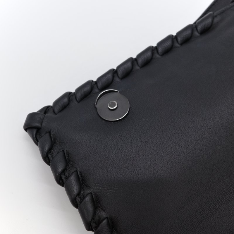 超級新♥️Bottega Veneta 寶緹嘉 Olimpia 大型 超級經典 雙鍊帶 黑色編織 小羊皮 肩背包 斜背包 通勤百搭-11