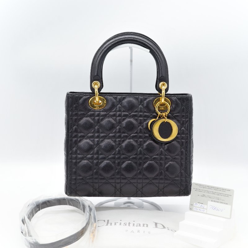 【CP 精選🌟小編推薦】Dior 迪奧 Lady Dior 戴妃包  Cannage 藤格紋 金色 吊飾 牛皮 肩背包 手提包-0