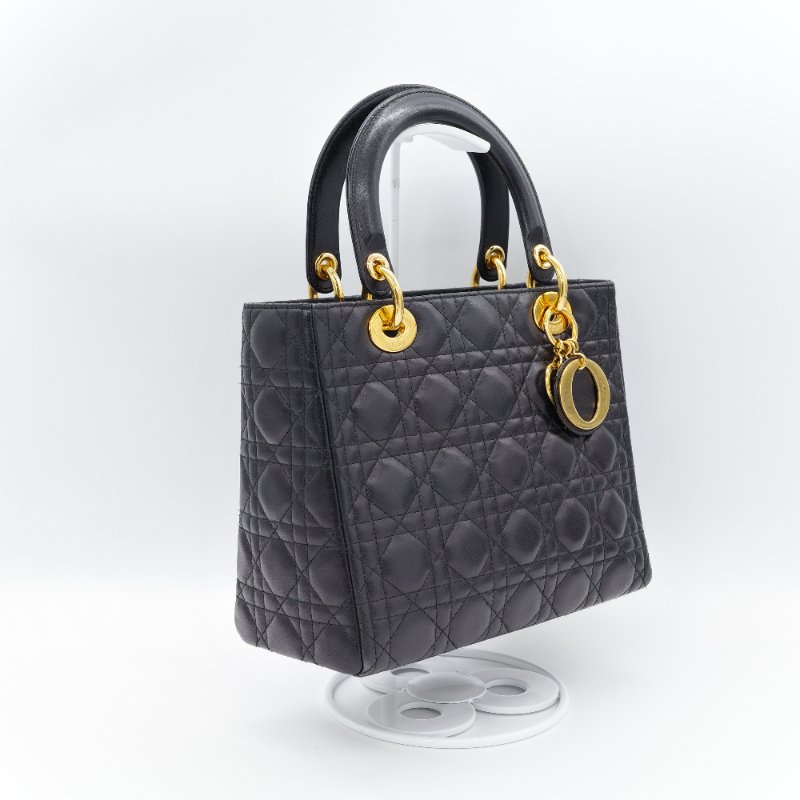 【CP 精選🌟小編推薦】Dior 迪奧 Lady Dior 戴妃包  Cannage 藤格紋 金色 吊飾 牛皮 肩背包 手提包-3