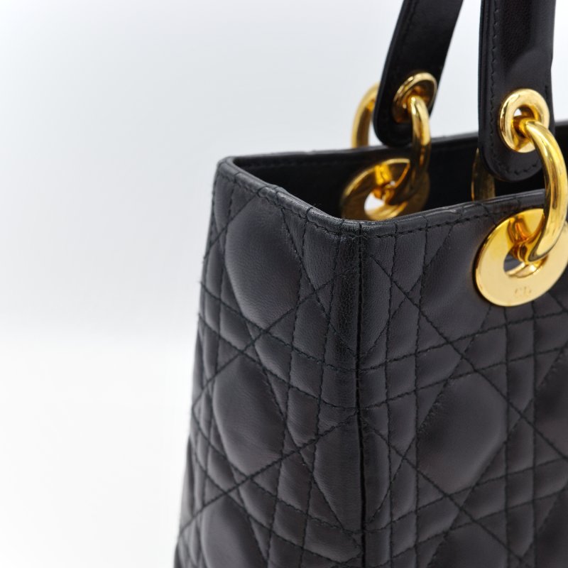 【CP 精選🌟小編推薦】Dior 迪奧 Lady Dior 戴妃包  Cannage 藤格紋 金色 吊飾 牛皮 肩背包 手提包-6