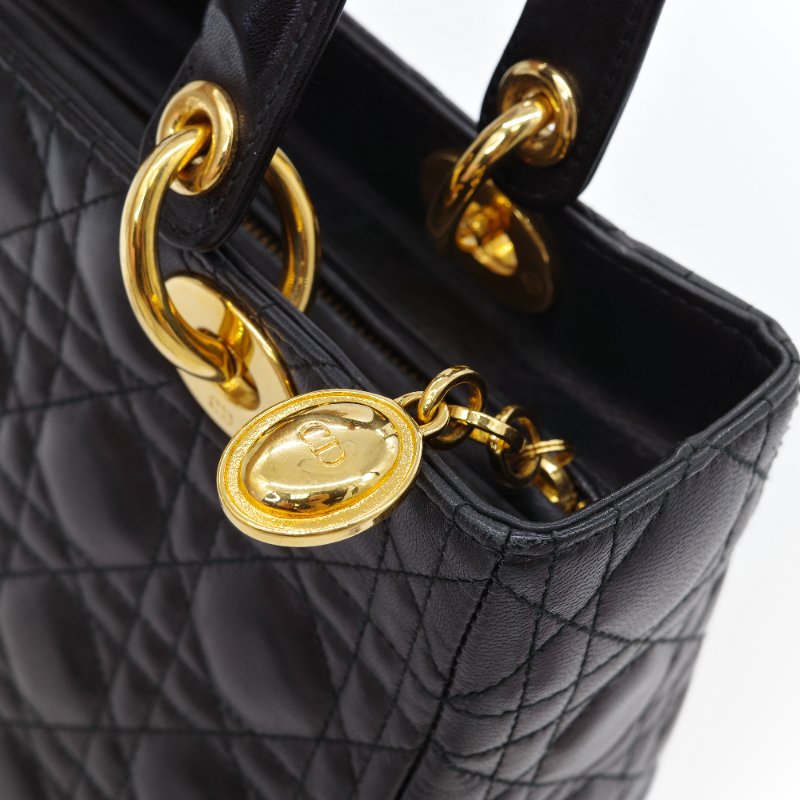 【CP 精選🌟小編推薦】Dior 迪奧 Lady Dior 戴妃包  Cannage 藤格紋 金色 吊飾 牛皮 肩背包 手提包-9