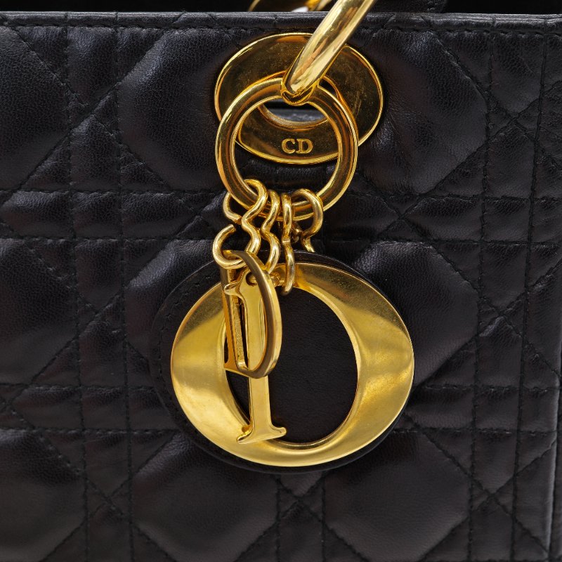 【CP 精選🌟小編推薦】Dior 迪奧 Lady Dior 戴妃包  Cannage 藤格紋 金色 吊飾 牛皮 肩背包 手提包-15