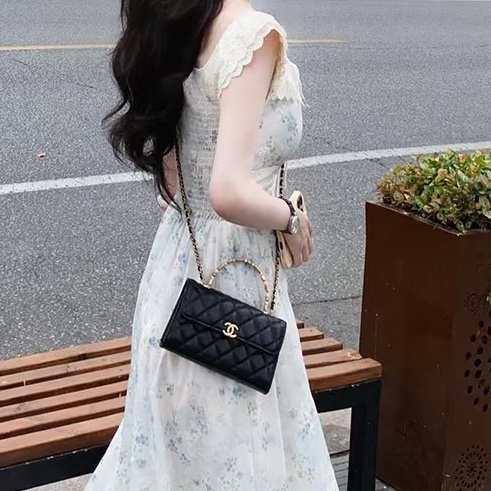 ✨Chanel 黑金琺琅手柄橫版Kelly 有購證 99新 晶片款🖤-1