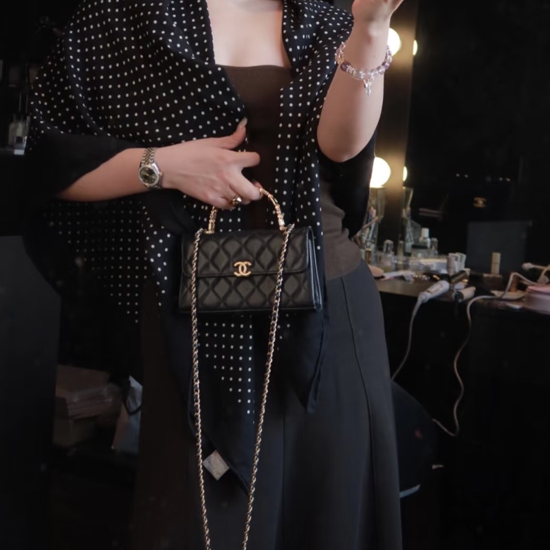 ✨Chanel 黑金琺琅手柄橫版Kelly 有購證 99新 晶片款🖤-2