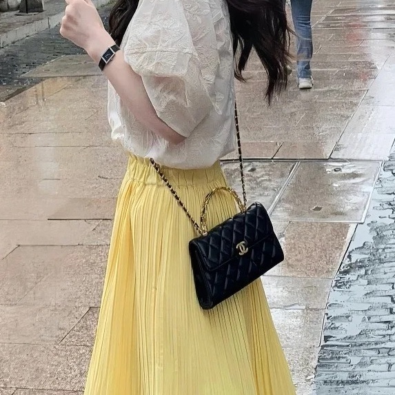 ✨Chanel 黑金琺琅手柄橫版Kelly 有購證 99新 晶片款🖤-4