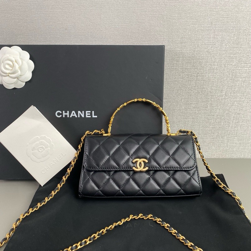 ✨Chanel 黑金琺琅手柄橫版Kelly 有購證 99新 晶片款🖤-5