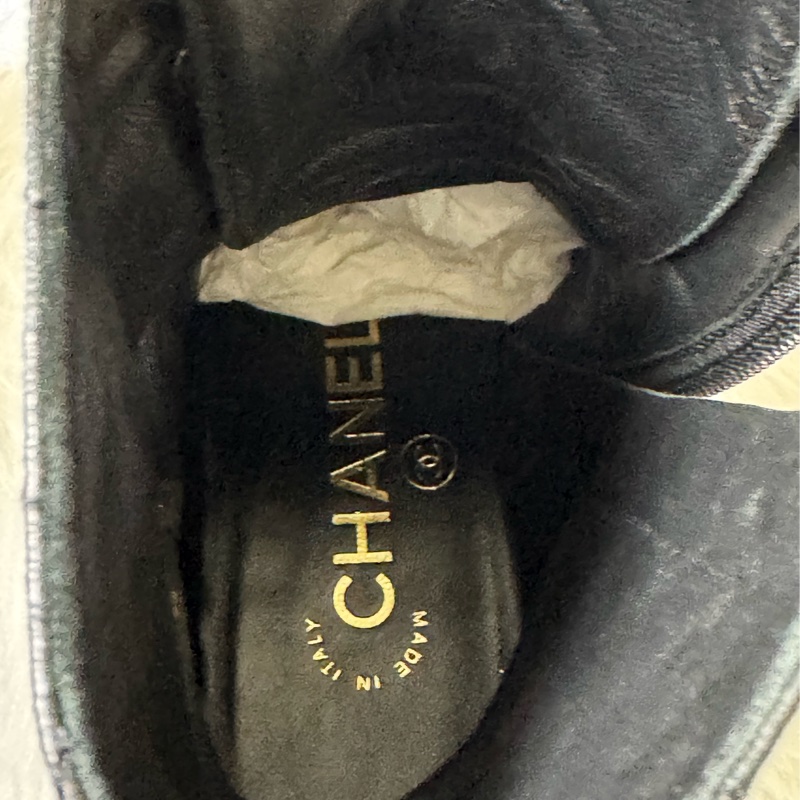 Chanel 黑色菱格紋羊皮靴-4