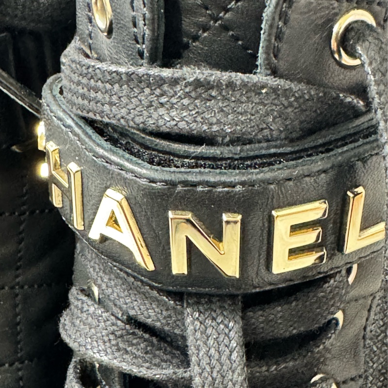 Chanel 黑色菱格紋羊皮靴-7