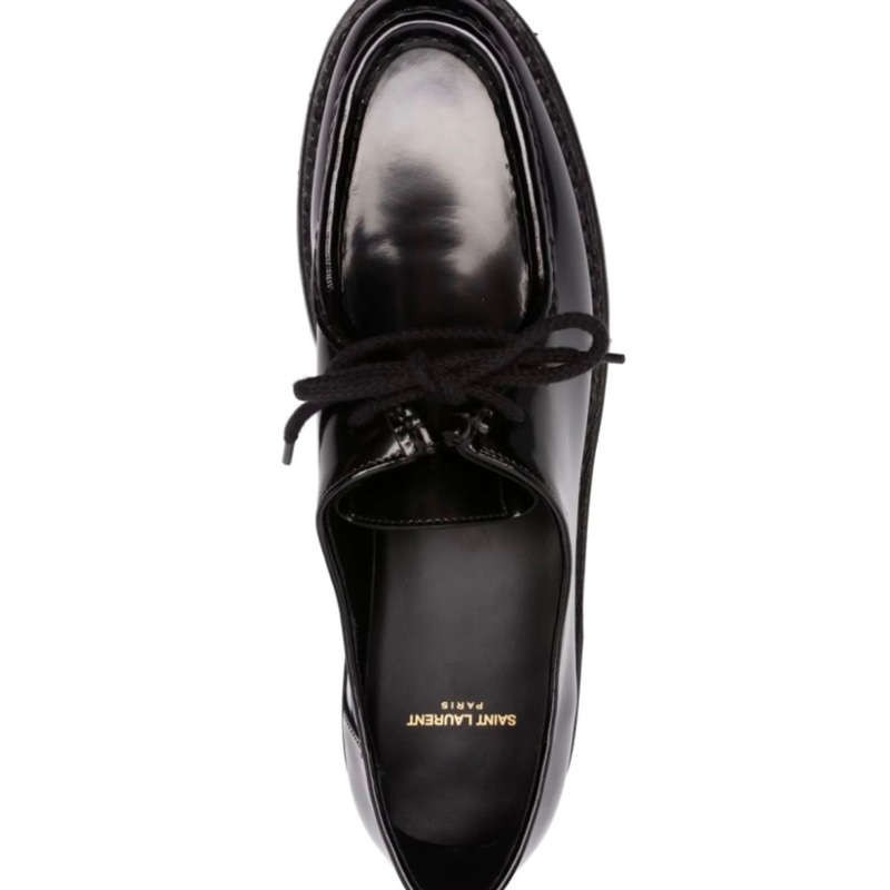 YSL MALO derbies in glazed leather亮皮德比鞋(黑)-3