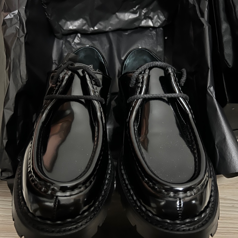 YSL MALO derbies in glazed leather亮皮德比鞋(黑)-5