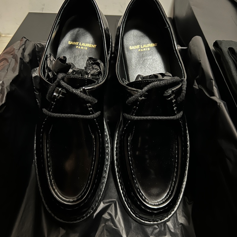 YSL MALO derbies in glazed leather亮皮德比鞋(黑)-6