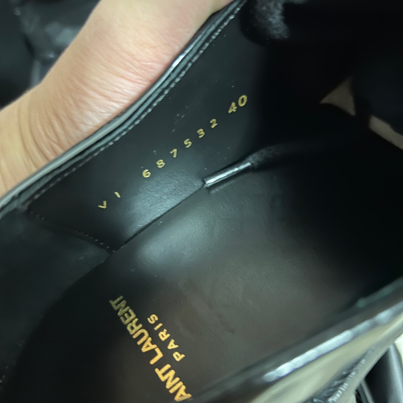YSL MALO derbies in glazed leather亮皮德比鞋(黑)-11