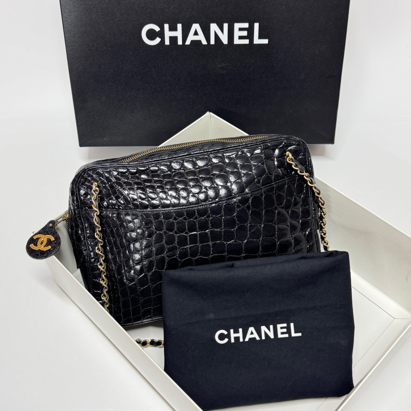 【真鱷魚皮🐊】 Chanel 香奈兒 黑金鱷魚皮 肩背包 專櫃60幾萬！-1