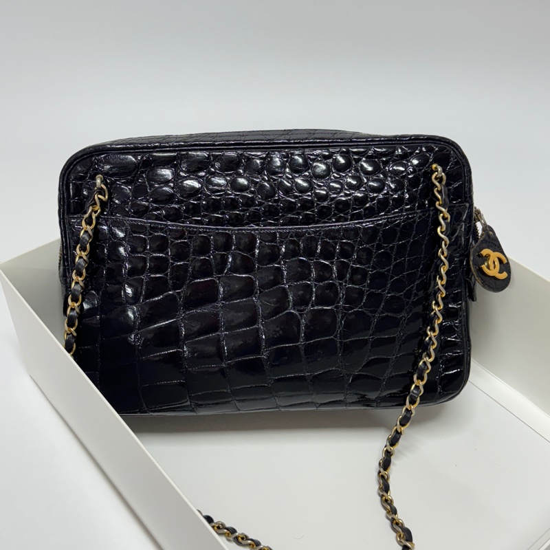 【真鱷魚皮🐊】 Chanel 香奈兒 黑金鱷魚皮 肩背包 專櫃60幾萬！-4